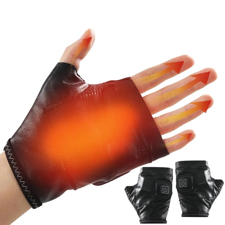 1 Pair Adjustable Temperature Rechargeable Intelligent Electric Heating Gloves Half Finger Gloves, Size: M(Pink)