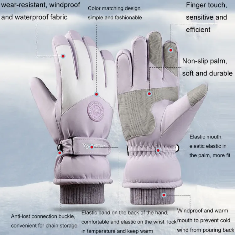 1 Pair Outdoor Cycling Sports Cold and Windproof Warm Finger Gloves, Style: Female Type (Pink White)