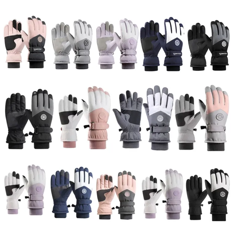 1 Pair Outdoor Cycling Sports Cold and Windproof Warm Finger Gloves, Style: Female Type (Pink White)