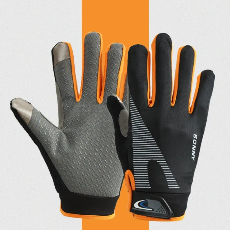 1 Pair QX0002 Sports Sunscreen Touch Screen Non-slip Wear Resistant Shock Absorbing Cycling Gloves, Size: L(Orange)