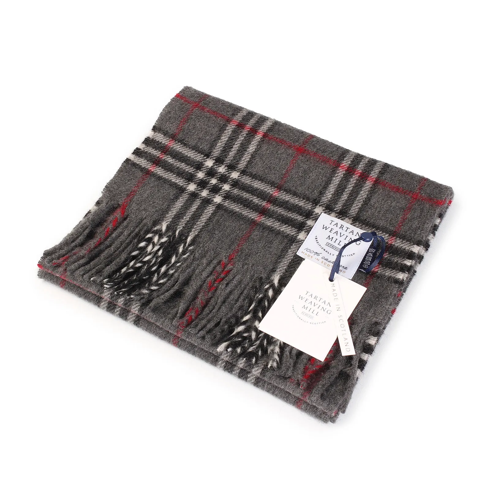 100% Cashmere Scarf Made In Scotland Thomson Dark Grey