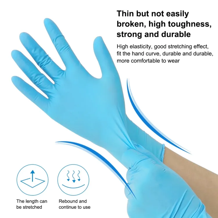 100 PCS Blue Disposable Butyronitrile Gloves Housework Supplies, Size: M, Suitable for Palm Width: 8cm-9cm