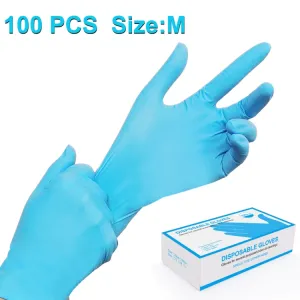 100 PCS Blue Disposable Butyronitrile Gloves Housework Supplies, Size: M, Suitable for Palm Width: 8cm-9cm