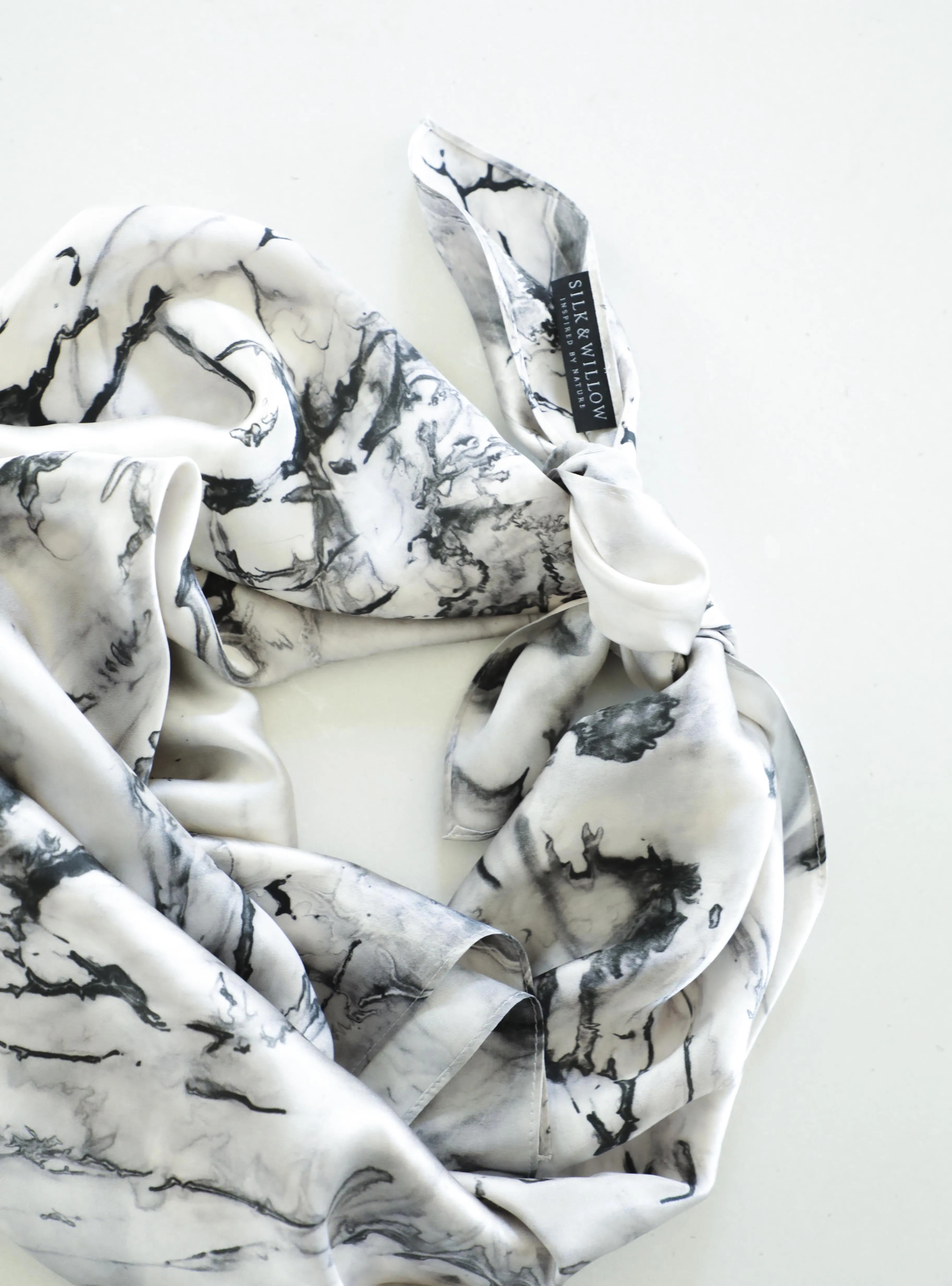 100% Silk Satin Klecksography Scarf  {Woodgrain 001}