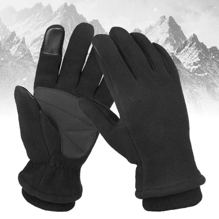 1pair Rocker Fleece Winter Warm Anti-Slip Gloves Outdoor Riding Sports Gloves, Size: S(Gray)