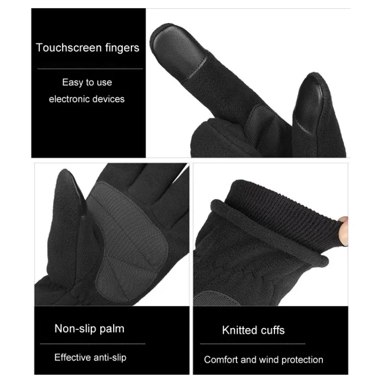 1pair Rocker Fleece Winter Warm Anti-Slip Gloves Outdoor Riding Sports Gloves, Size: S(Gray)