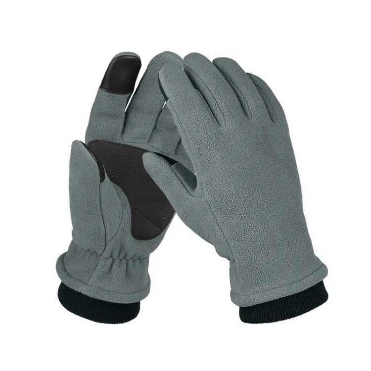 1pair Rocker Fleece Winter Warm Anti-Slip Gloves Outdoor Riding Sports Gloves, Size: S(Gray)