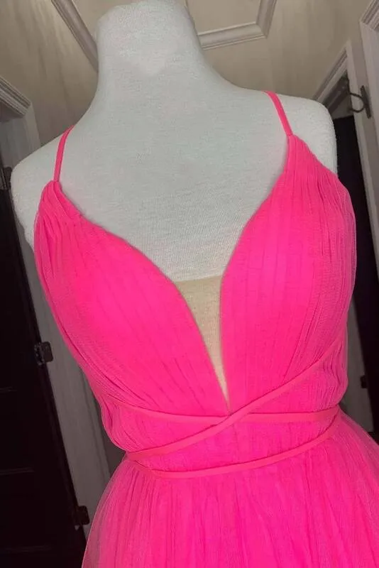 A-line Hot Pink Long Formal Dress