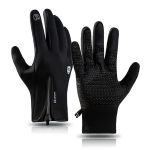 A045 Cycling Gloves Touch Screen Windproof Waterproof Sport Keep Warm Gloves, Size: L(Black)