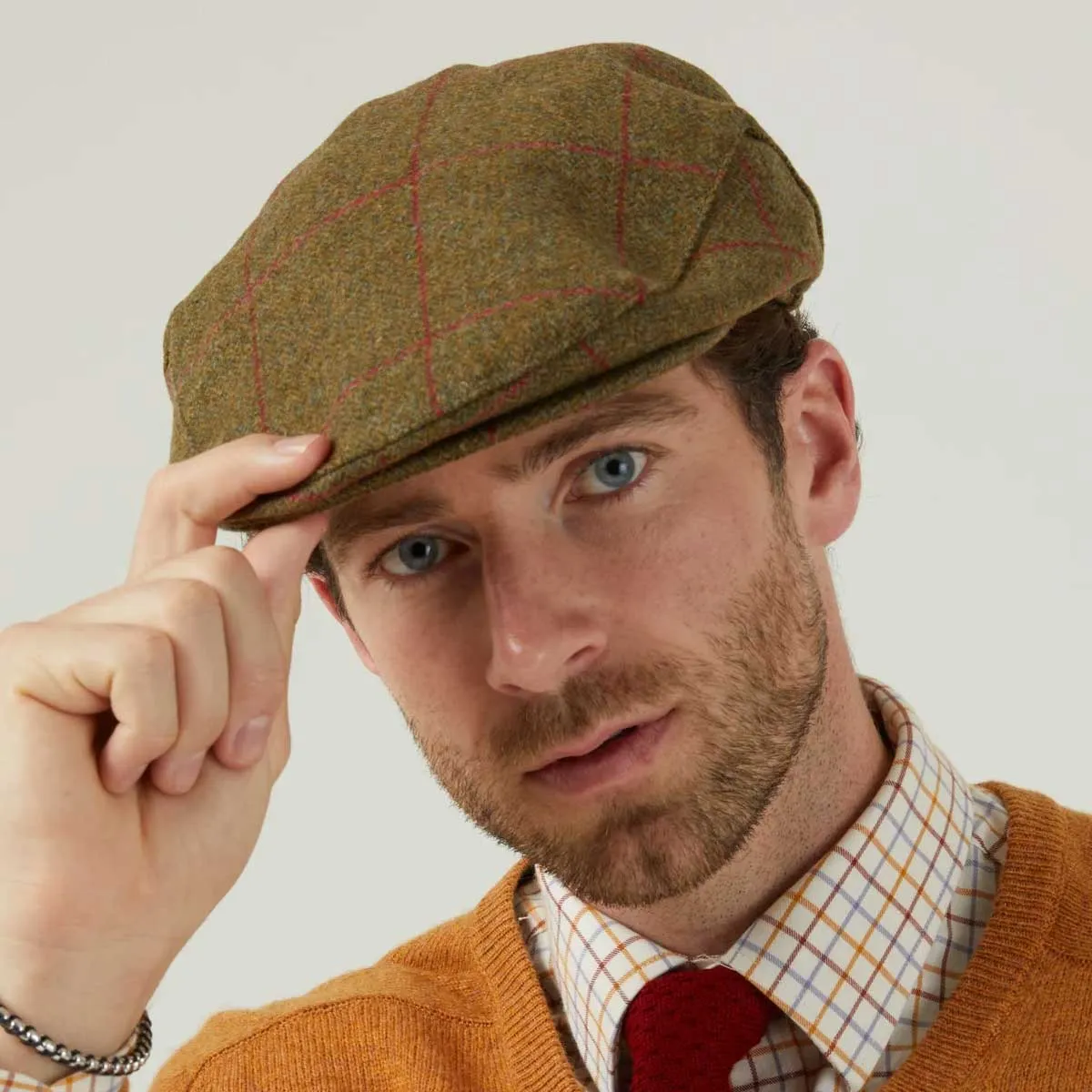 ALAN PAINE Combrook Mens Tweed Flat Cap - Sage