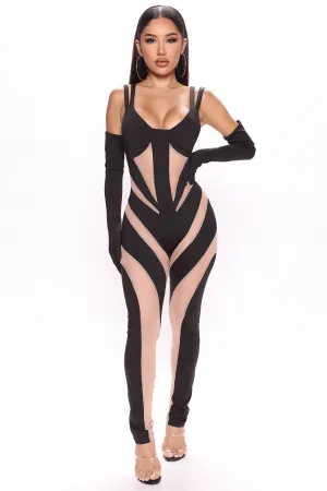 All An Illusion Jumpsuit Set - Black/combo