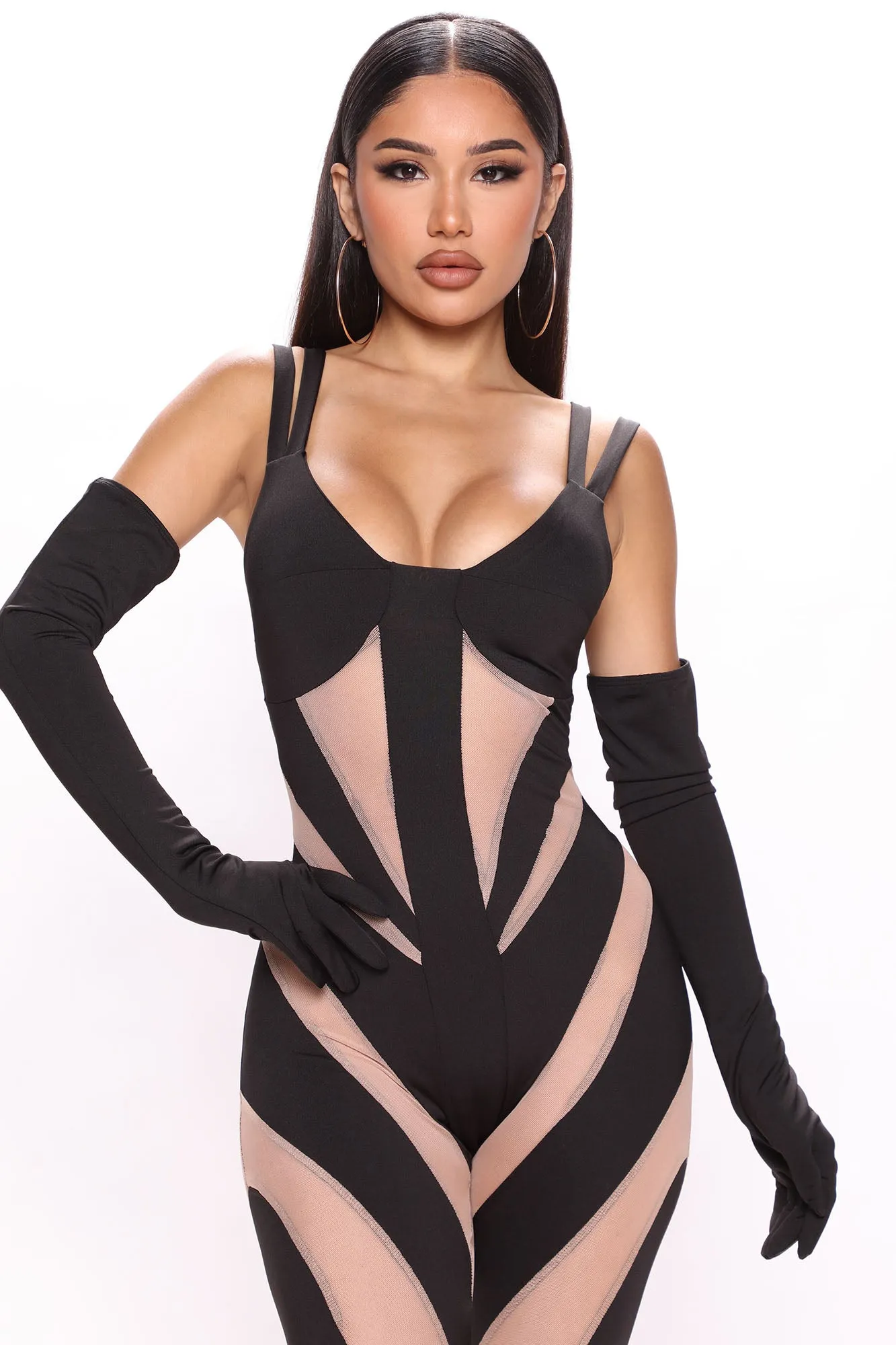 All An Illusion Jumpsuit Set - Black/combo