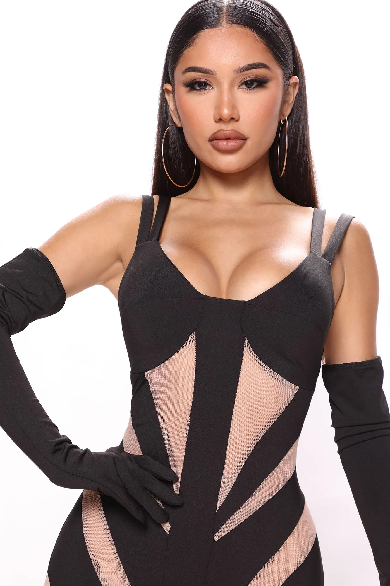 All An Illusion Jumpsuit Set - Black/combo