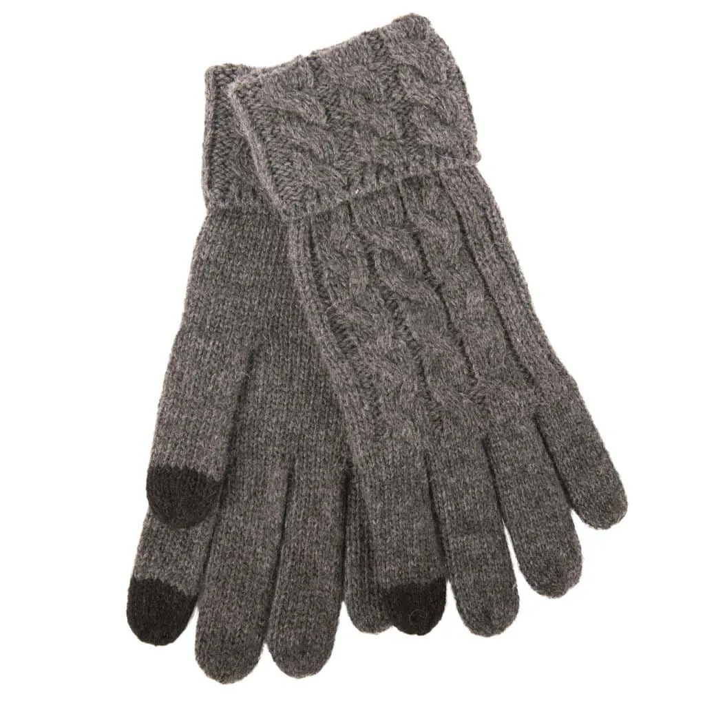 Aran Cable Cuff Fine Knit Gloves