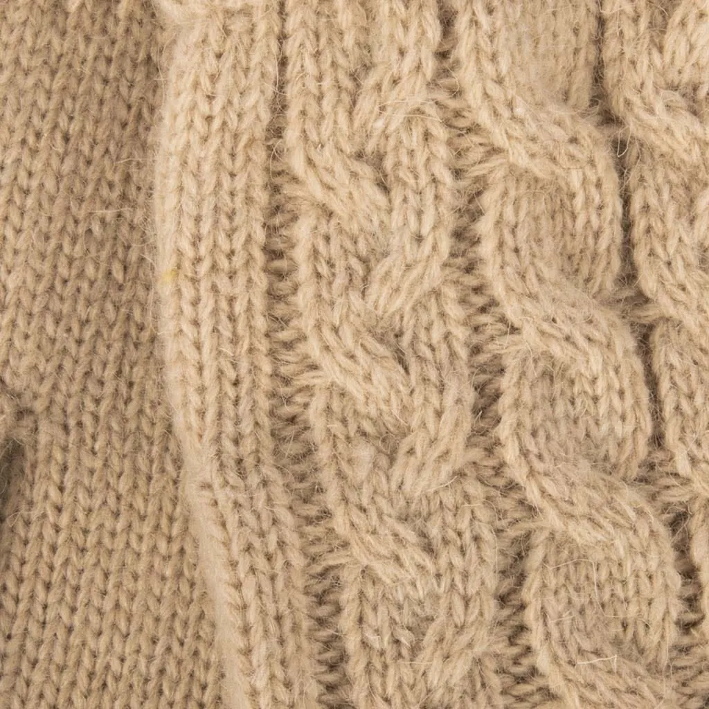 Aran Cable Cuff Fine Knit Gloves