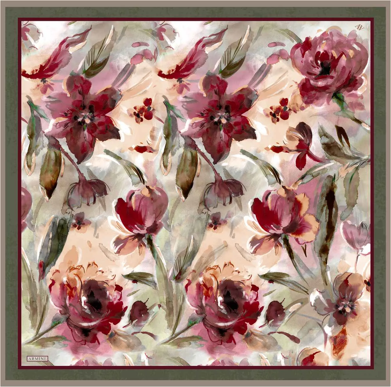 Armine Iris Floral Silk Scarf #36