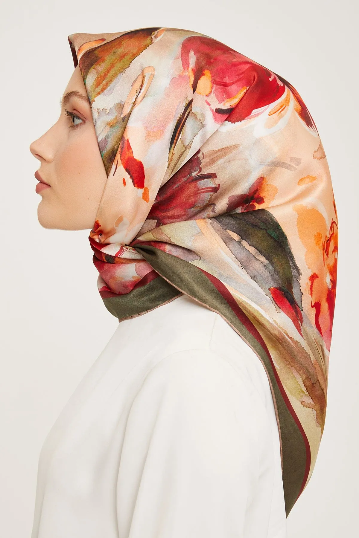 Armine Iris Floral Silk Scarf #36