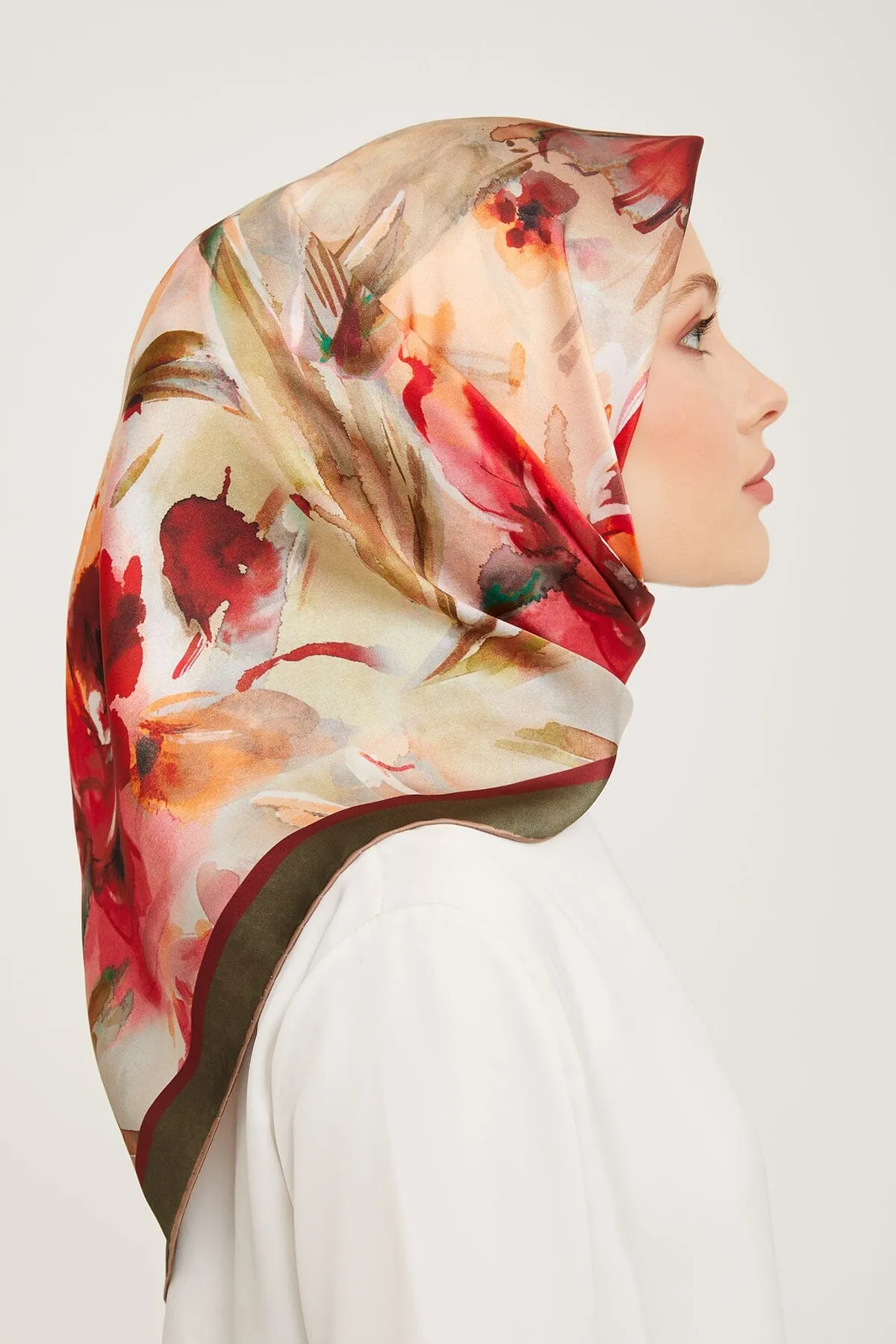 Armine Iris Floral Silk Scarf #36