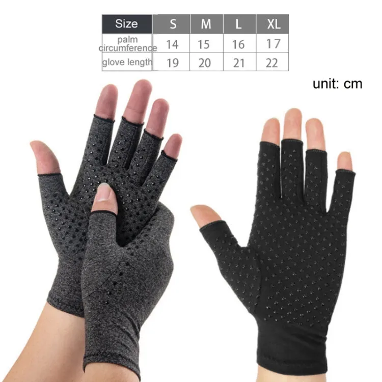 Arthritis Rehabilitation Silicone Non-slip Cycling Half Finger Gloves, Size: M(Gray)