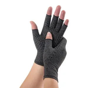 Arthritis Rehabilitation Silicone Non-slip Cycling Half Finger Gloves, Size: M(Gray)