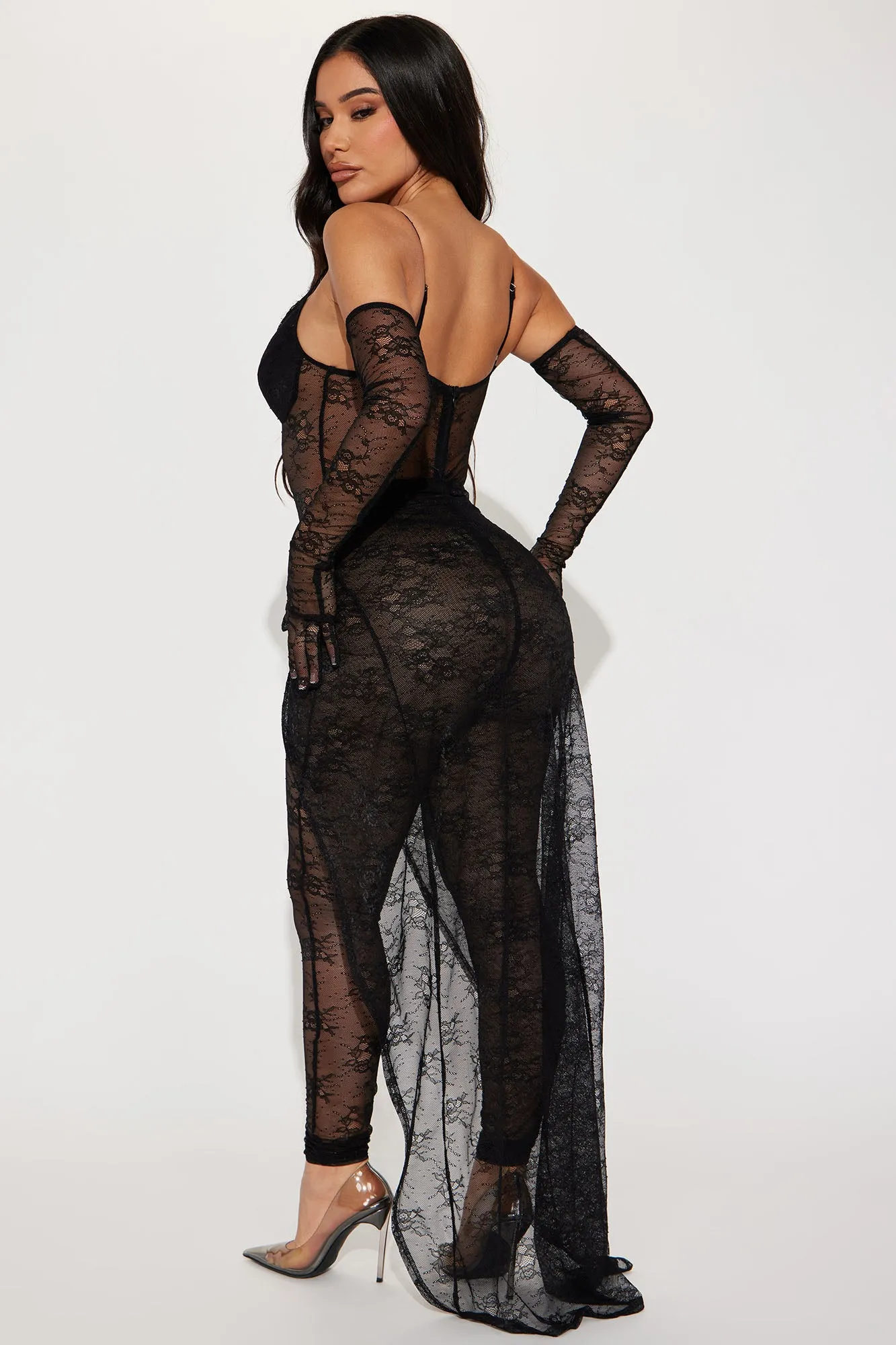 Avianna Lace Jumpsuit Set - Black