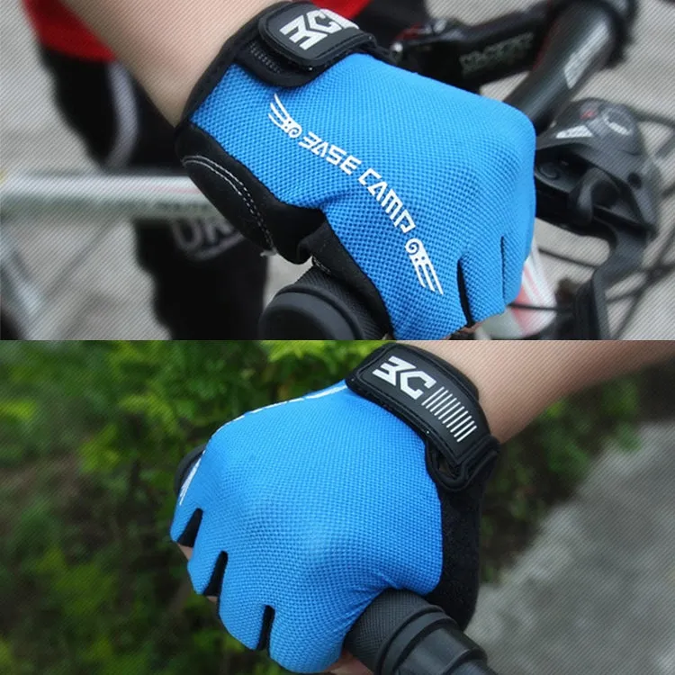 BaseCamp BC-204 Bicycle Half Finger Gloves Lycra Fabric Cycling Gloves, Size: L(Blue)