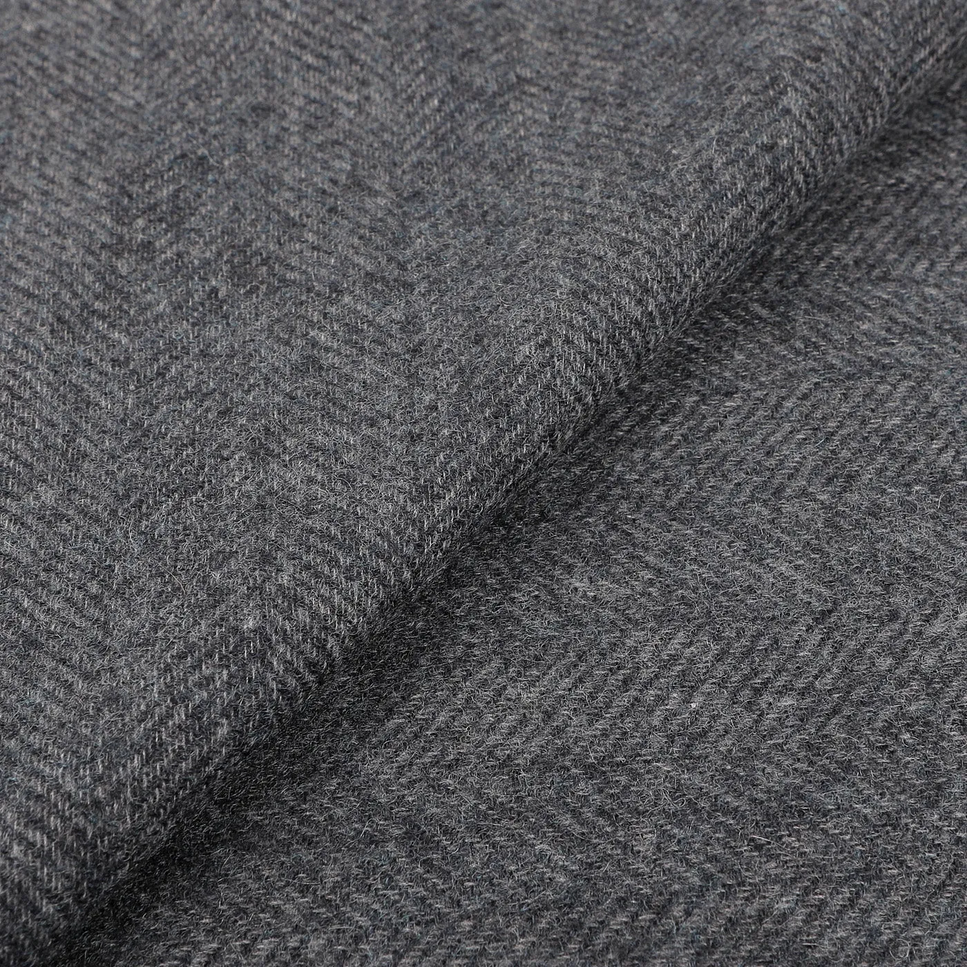 Blue Grey Herringbone Cashmere Scarf