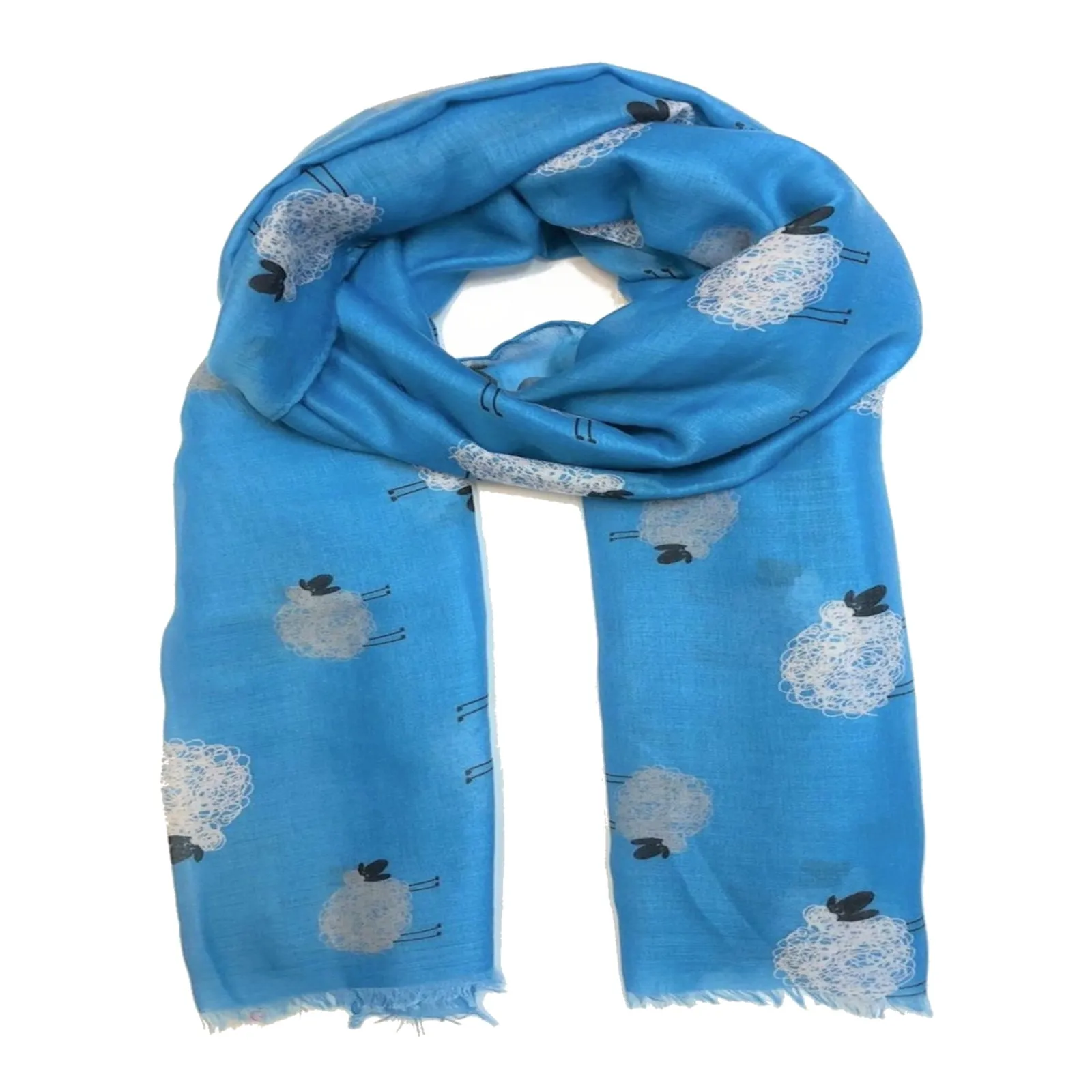 Blue Sheep Print Scarf