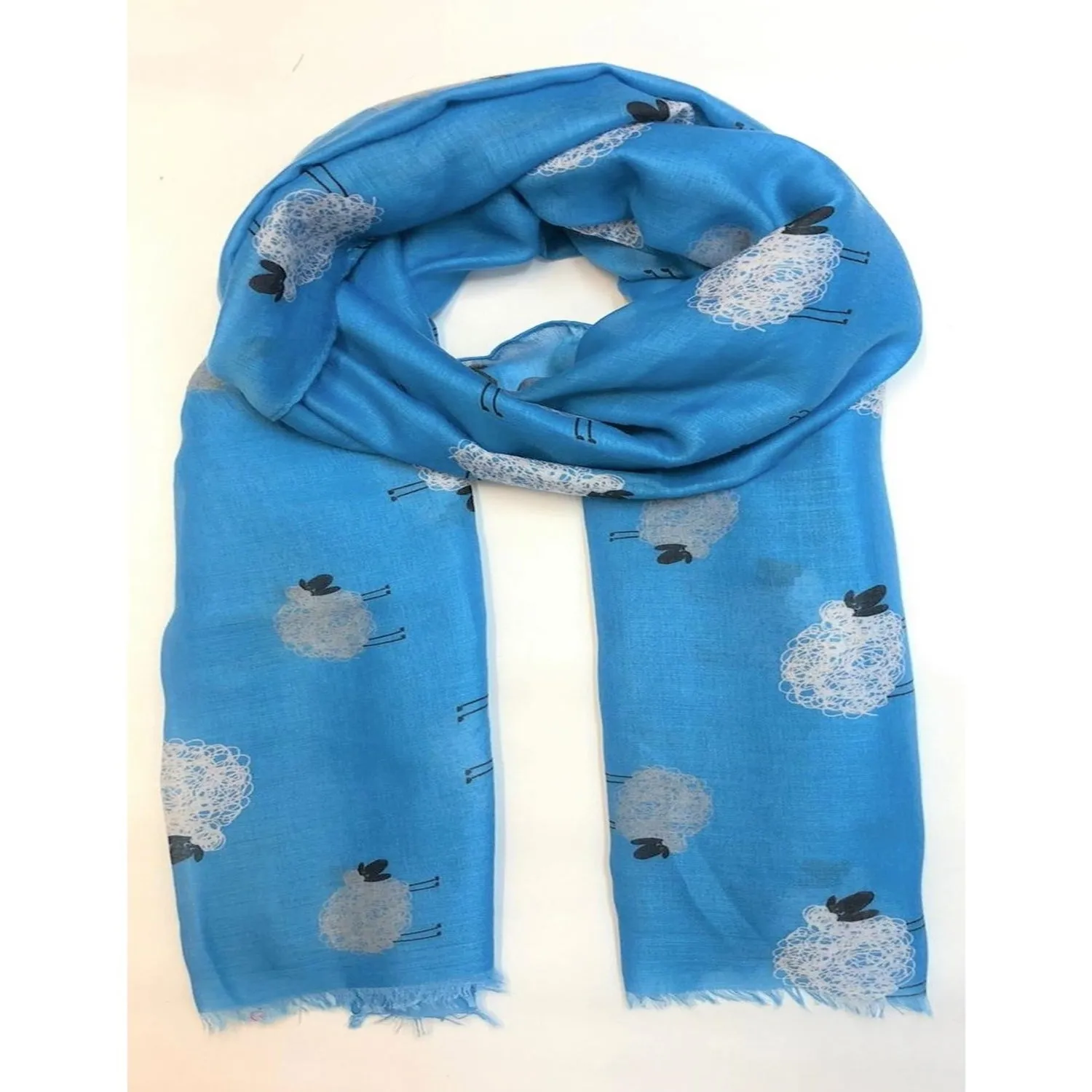 Blue Sheep Print Scarf