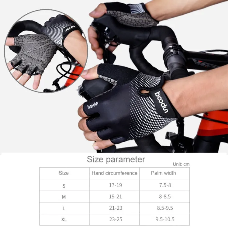 BOODUN 1096 Non-slip Wear-resistant Breathable Fitness Sports Silicone Gloves, Size:L(Black)