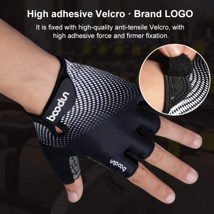 BOODUN 1096 Non-slip Wear-resistant Breathable Fitness Sports Silicone Gloves, Size:S(Black)