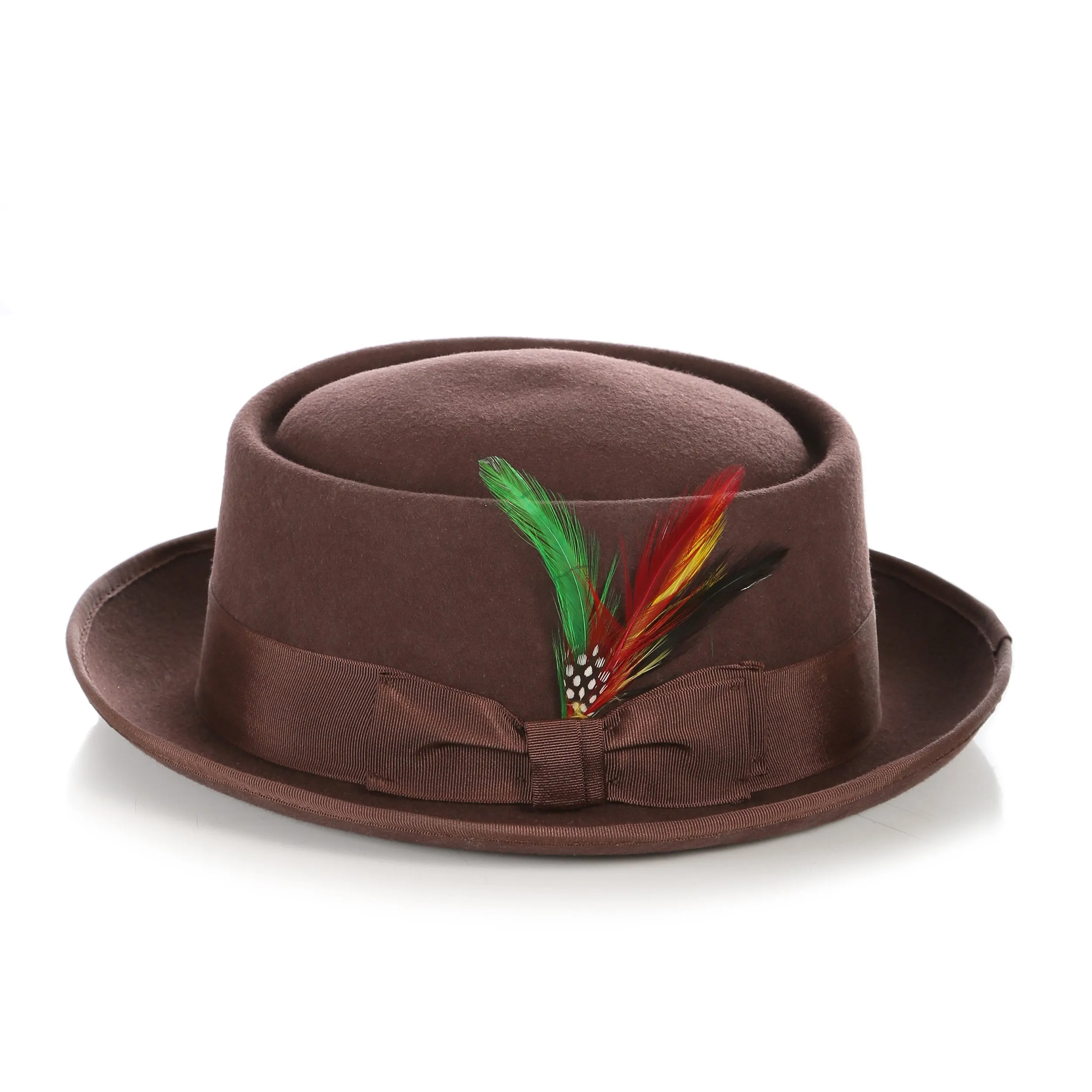 Brown Wool Pork Pie Hat