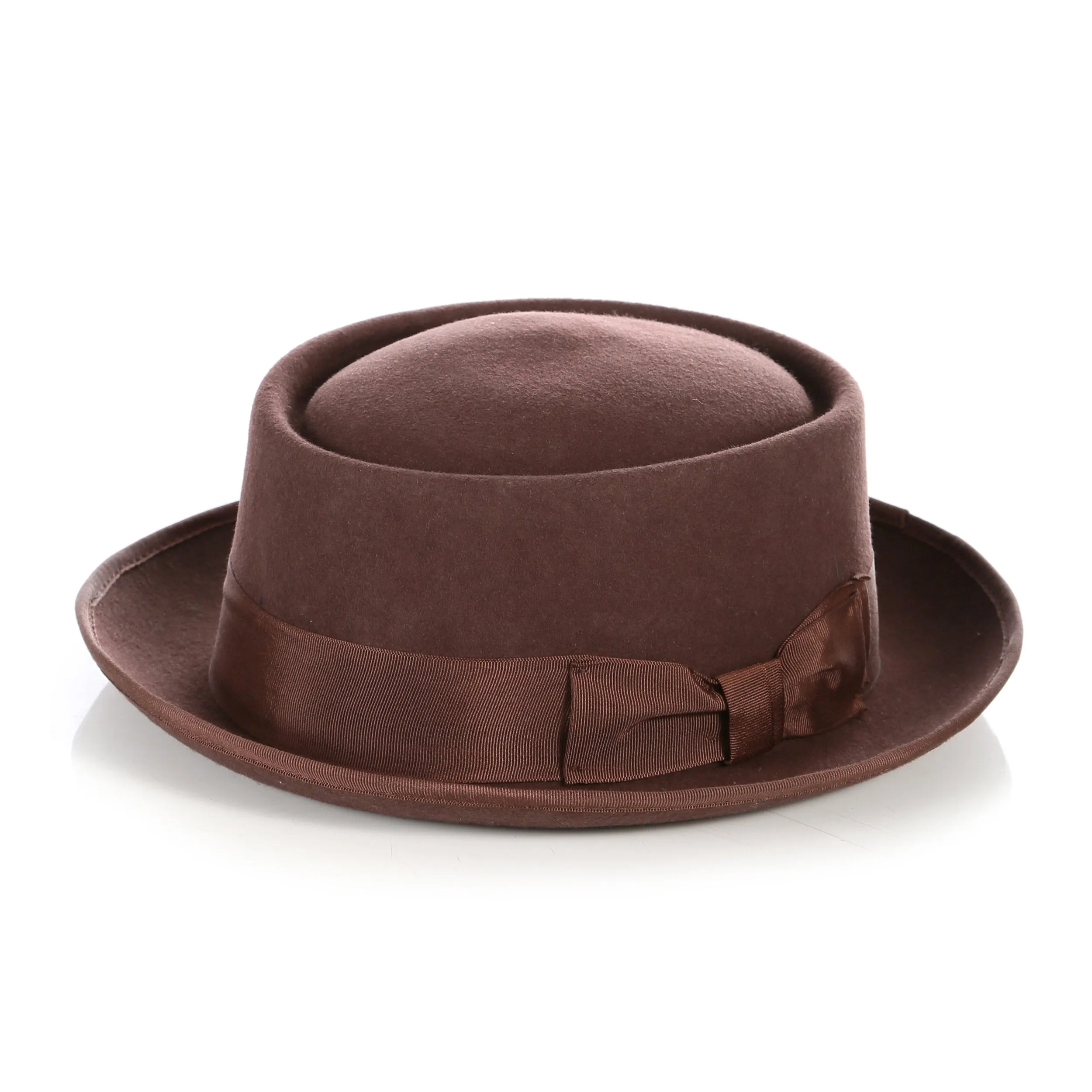 Brown Wool Pork Pie Hat