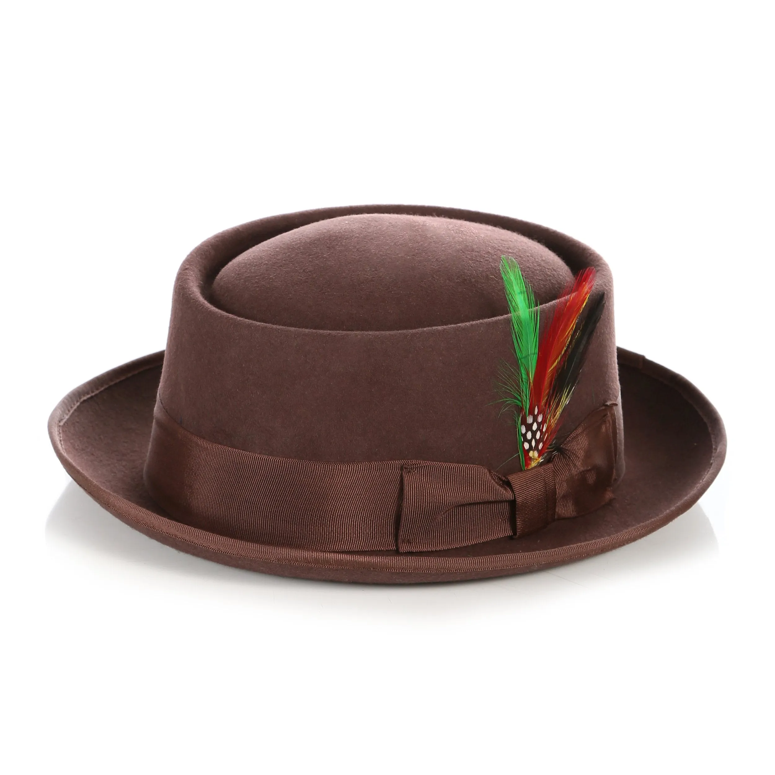 Brown Wool Pork Pie Hat