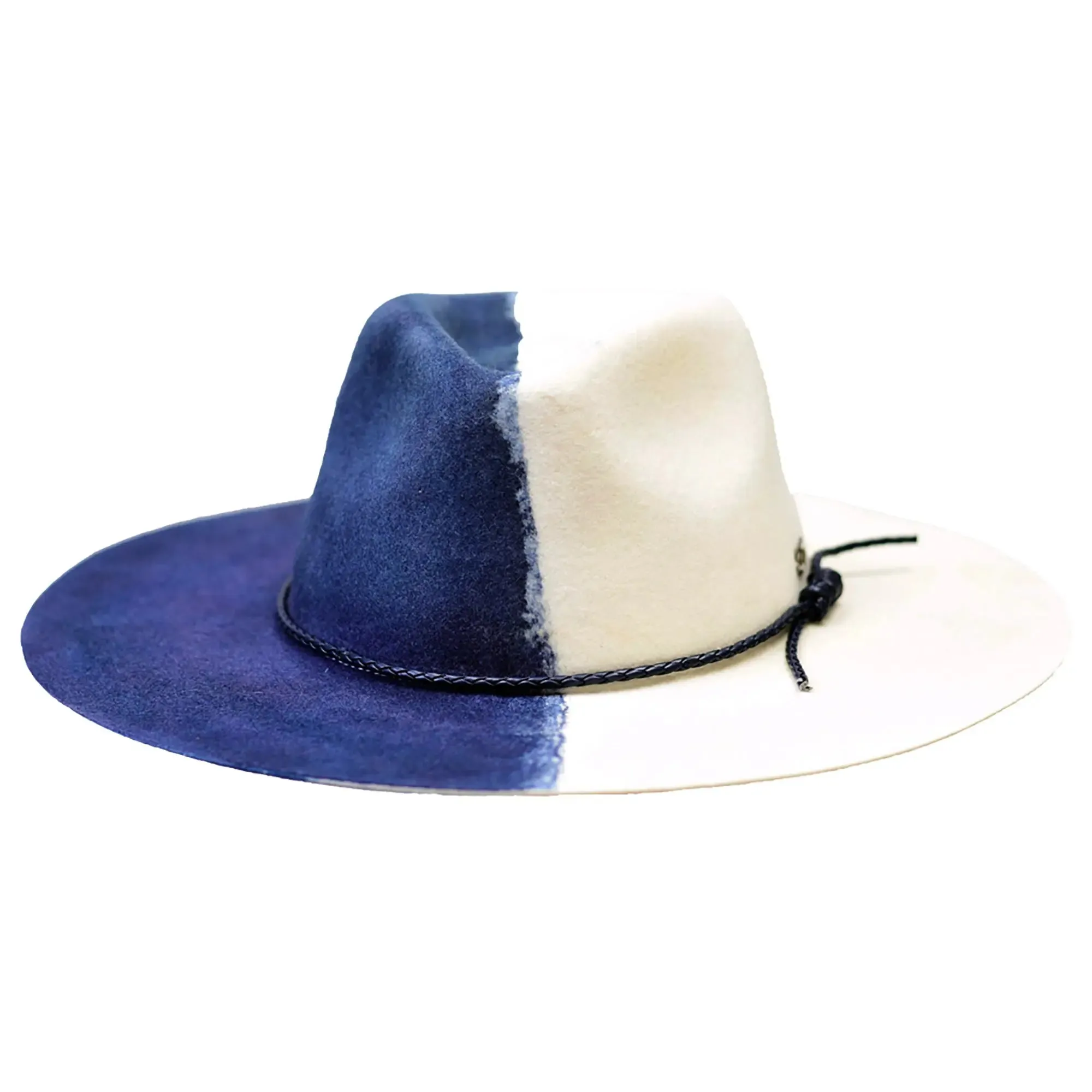 Bruno Capelo Yin Yang Flat Wide Brim Fedora Hat