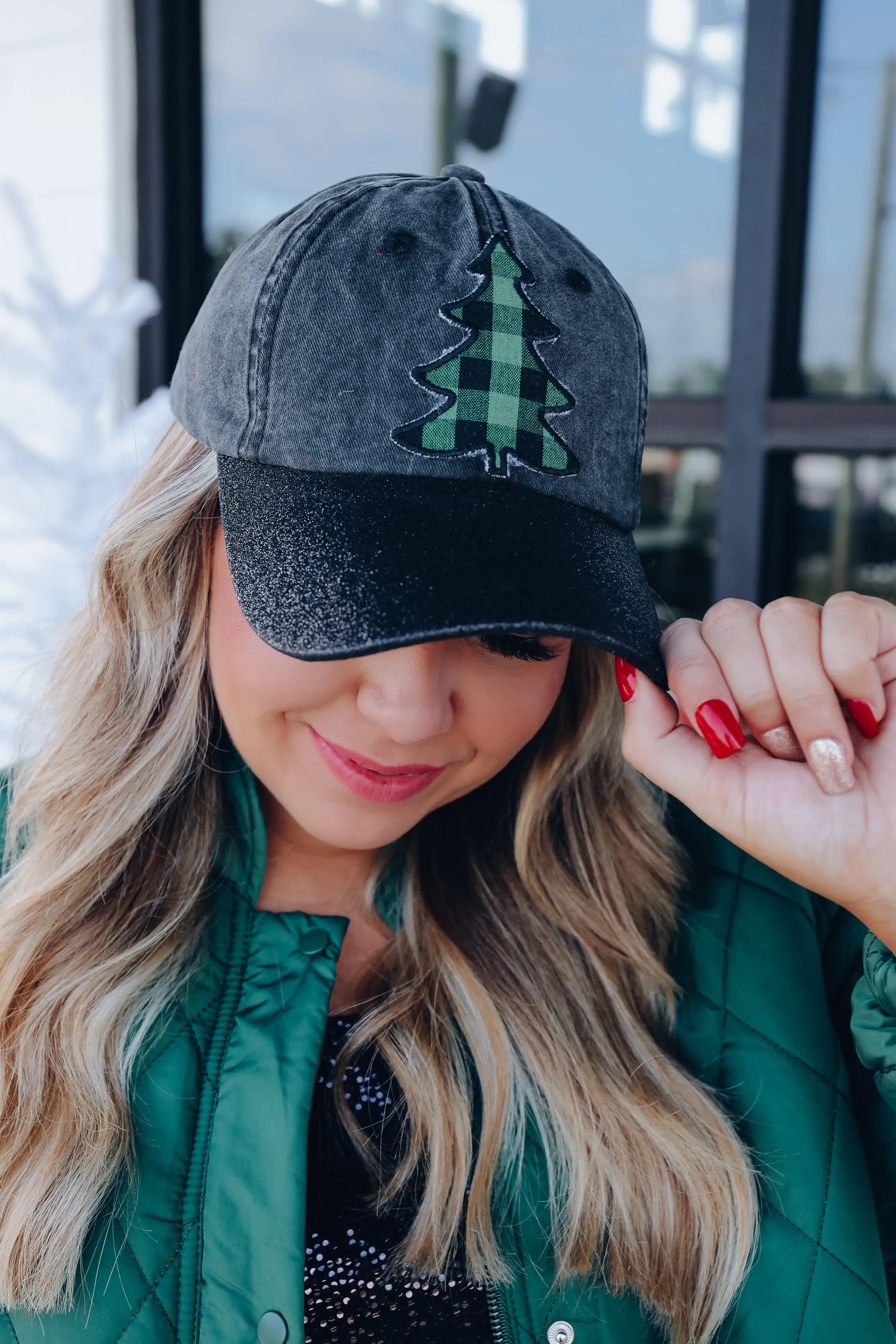 Buffalo Plaid Christmas Tree Patch Cap