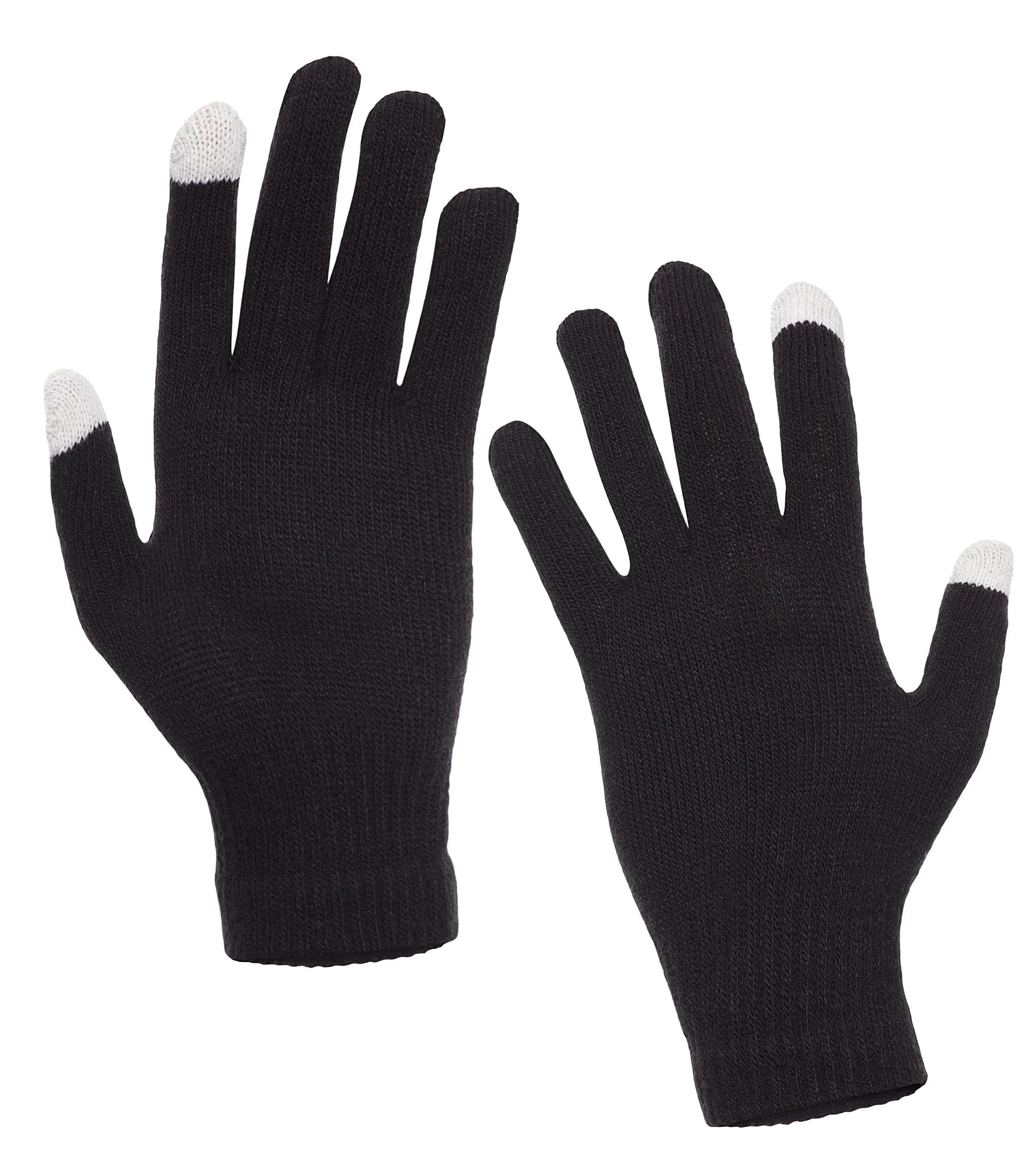 Casaba Winter 3 Piece Set Beanie Hat Scarf Touchscreen Gloves Flat Knit for Men Women