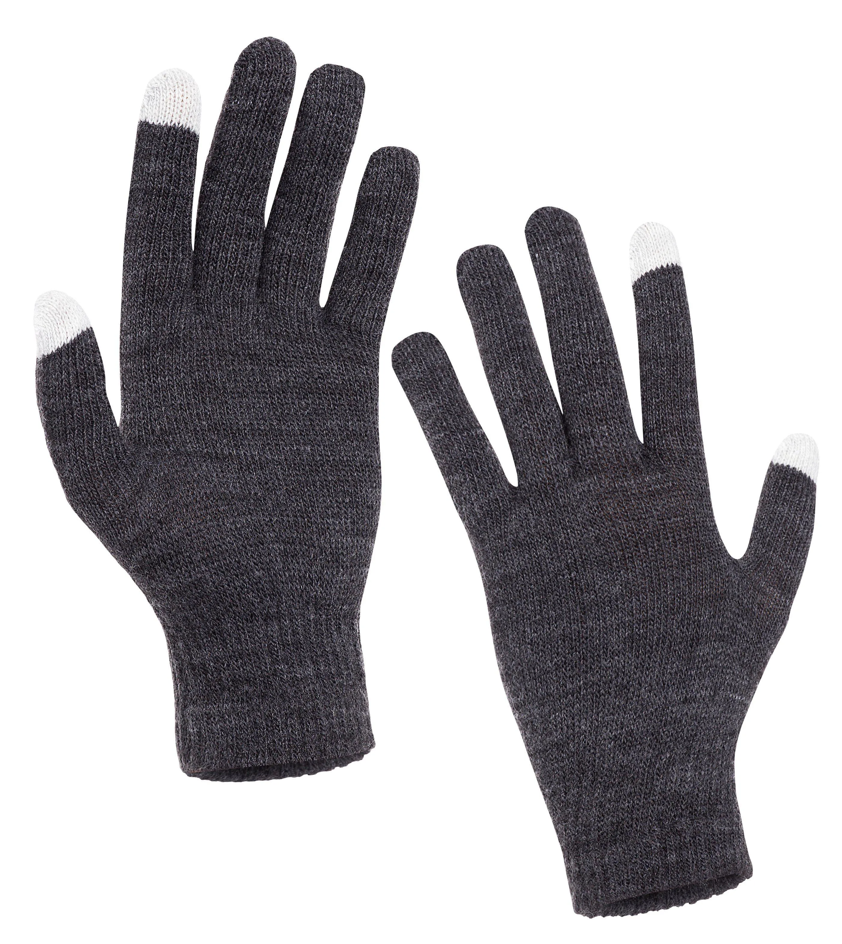 Casaba Winter 3 Piece Set Beanie Hat Scarf Touchscreen Gloves Flat Knit for Men Women