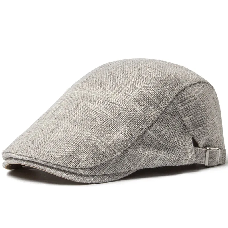 Classic Vintage Linen Flat Cap