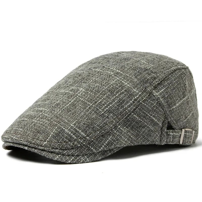 Classic Vintage Linen Flat Cap