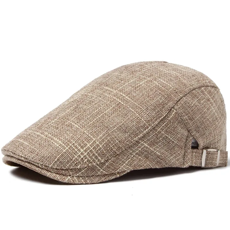 Classic Vintage Linen Flat Cap