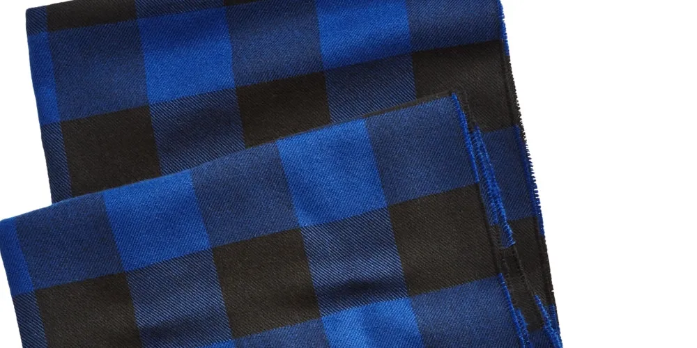 Club Room Men's Buffalo Check Scarf Blue Size Regular