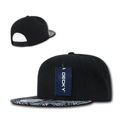 Decky 1093 Bandanna Bill Snapback Hat, 6 Panel Paisley Flat Bill Cap - CASE Pricing