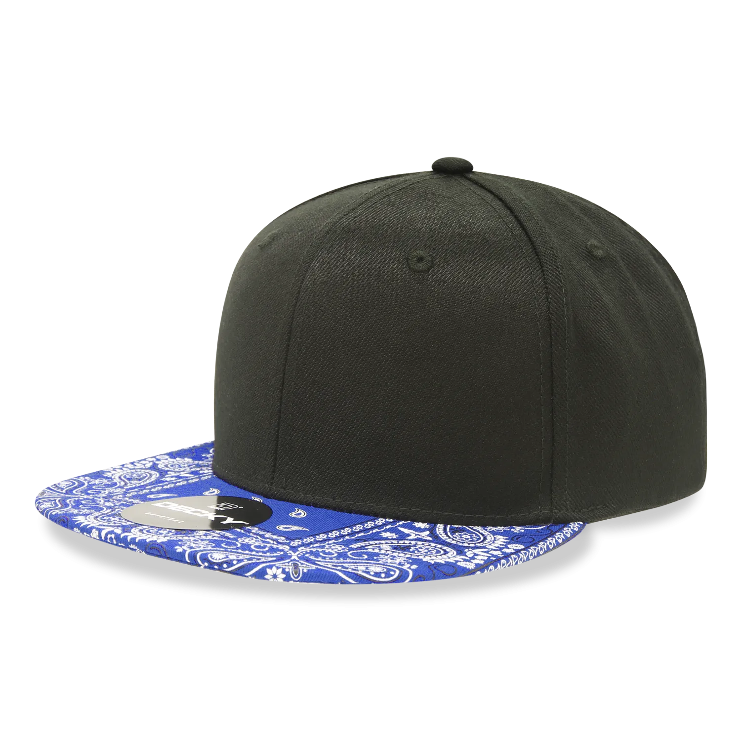 Decky 1093 Bandanna Bill Snapback Hat, 6 Panel Paisley Flat Bill Cap - CASE Pricing