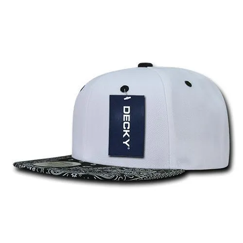 Decky 1093 Bandanna Bill Snapback Hat, 6 Panel Paisley Flat Bill Cap - CASE Pricing