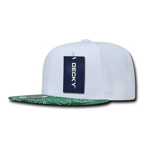 Decky 1093 Bandanna Bill Snapback Hat, 6 Panel Paisley Flat Bill Cap - CASE Pricing