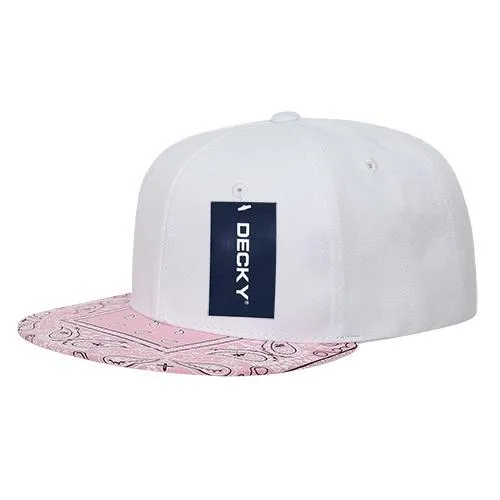 Decky 1093 Bandanna Bill Snapback Hat, 6 Panel Paisley Flat Bill Cap - CASE Pricing