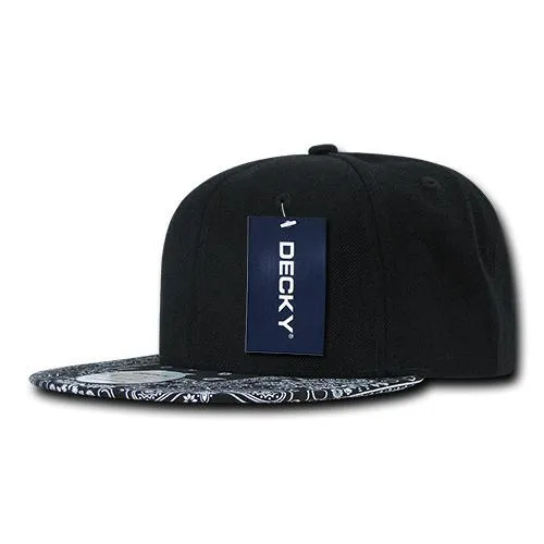 Decky 1093 Bandanna Bill Snapback Hat, 6 Panel Paisley Flat Bill Cap - CASE Pricing