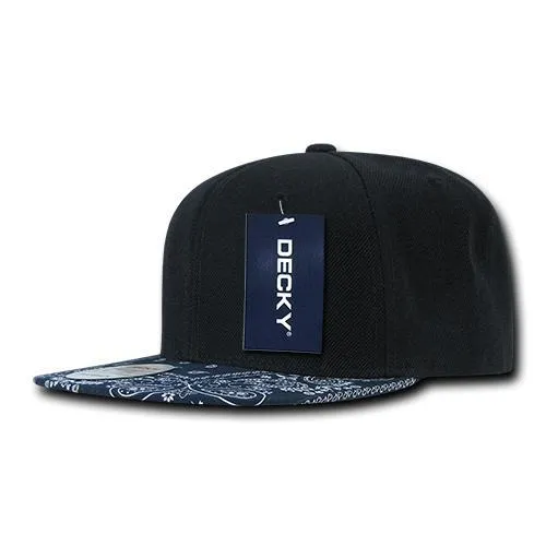 Decky 1093 Bandanna Bill Snapback Hat, 6 Panel Paisley Flat Bill Cap - CASE Pricing