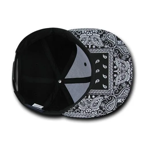 Decky 1093 Bandanna Bill Snapback Hat, 6 Panel Paisley Flat Bill Cap - CASE Pricing